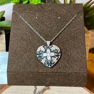 925 Sterling Silver Blue Marcasite & Stones Heart Locket 💙🤍